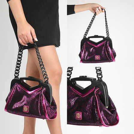 Leather Chain Strap Hand and Shoulder Bag - 1