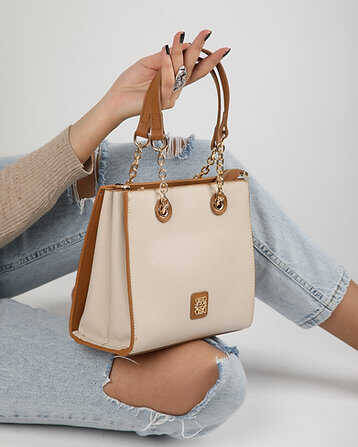 Leather Hand and Shoulder Bag - 1