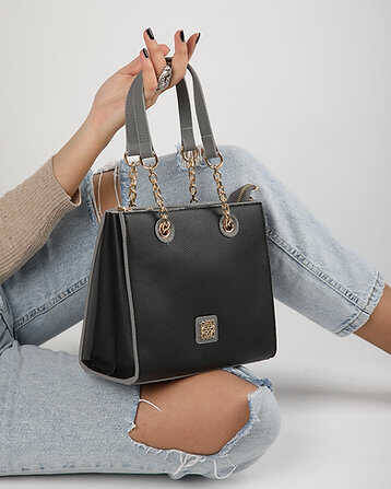 Leather Hand and Shoulder Bag - 1