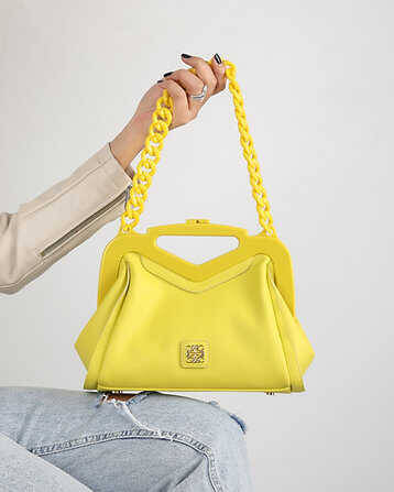 Leather Handbag with Chain Strap - 1