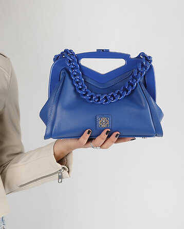 Leather Handbag with Chain Strap - 1