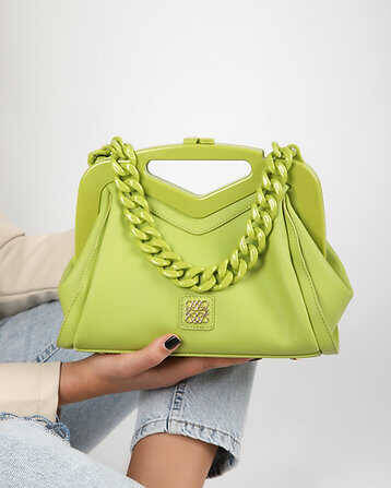 Leather Handbag with Chain Strap - 1