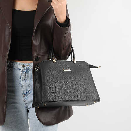 Leather Shoulder and Shoulder Bag with Strap - 1