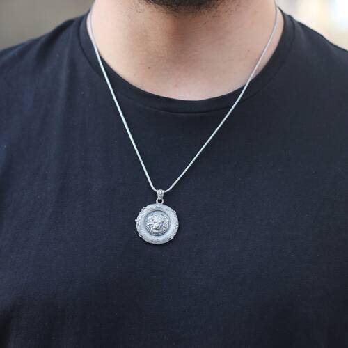 Lion Model 925 Sterling Silver Men's Necklace - 3