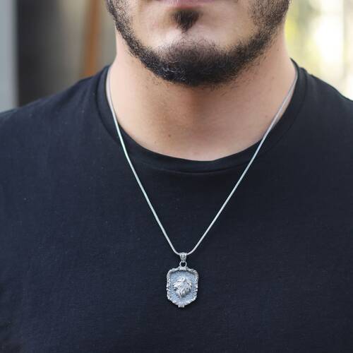 Lion Model 925 Sterling Silver Men's Necklace - 3