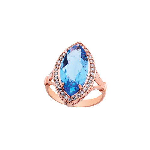 Marquise Blue Stone Silver Ring - 1