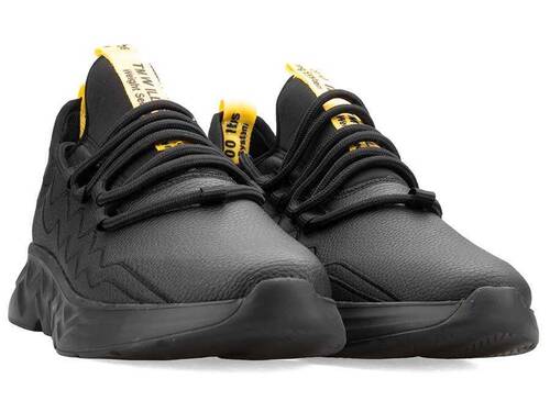 Men's Sneakers Racing 102 Leather - Black/Yellow - 2