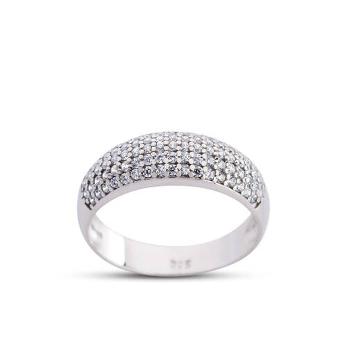 Micro White Color Silver Wedding Ring - 1