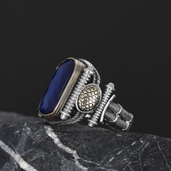 Parliament Blue Zircon Stone Silver Men's Ring - 3