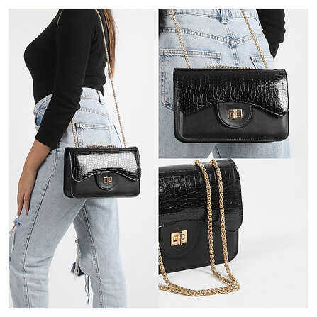 Patent Leather Chain Strap Shoulder Bag - 1