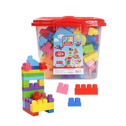 Play Blox Building Toys 107 Piece Bright Colors Mega Block Set with Bucket 3103 - 1