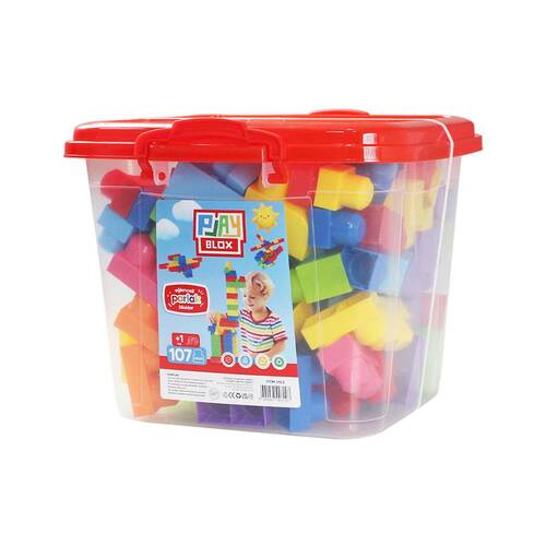 Play Blox Building Toys 107 Piece Bright Colors Mega Block Set with Bucket 3103 - 3