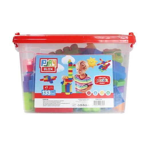 Play Blox Building Toys 133 Piece Bright Colors Mega Block Set with Bucket - 6