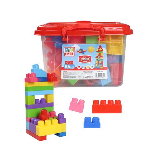 Play Blox Building Toys 56 Piece Bucket Bright Colors Mega Block Set 3042 - 1