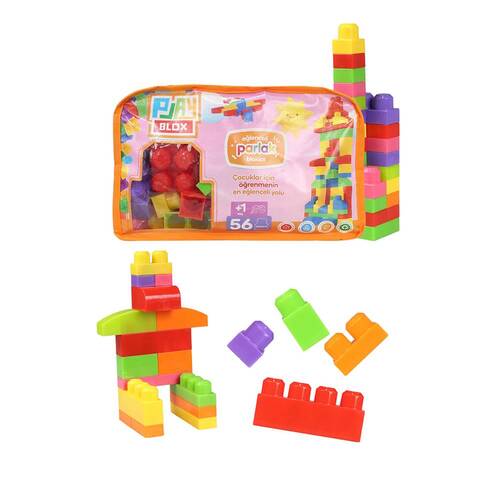 Play Blox Building Toys 56 Pieces Bright Colors Mega Block Set with Bag 2892 - 1