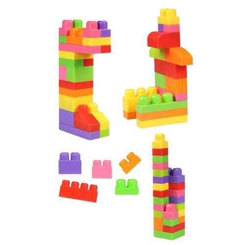 Play Blox Building Toys 56 Pieces Bright Colors Mega Block Set with Bag 2892 - 3