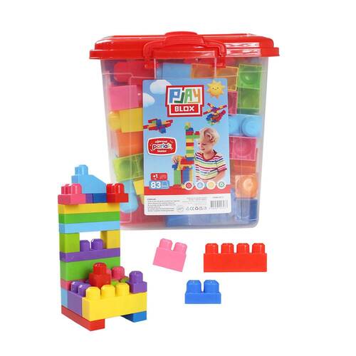 Play Blox Building Toys 83 Piece Bucket Bright Colors Mega Block Set 3073 - 1