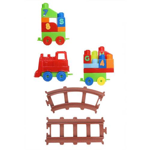 Play Blox Toy Train Set 41 Pieces Numbers and Alphabet Train Bright Colors Mega Block Set 2403 - 4