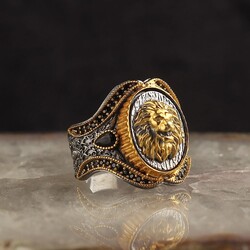 Rhodium Plated Lion Model 925 Sterling Silver Men's Ring - 1