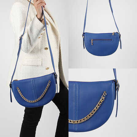 Shoulder Bag with Cross Chain Detail Strap - 1