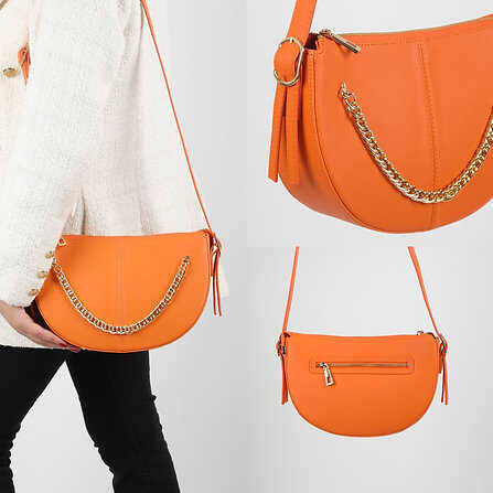 Shoulder Bag with Cross Chain Detail Strap - 1