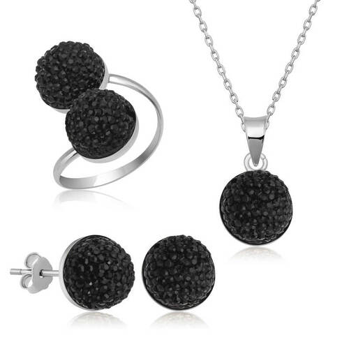 Silver Black Crystal Women's Set - 1