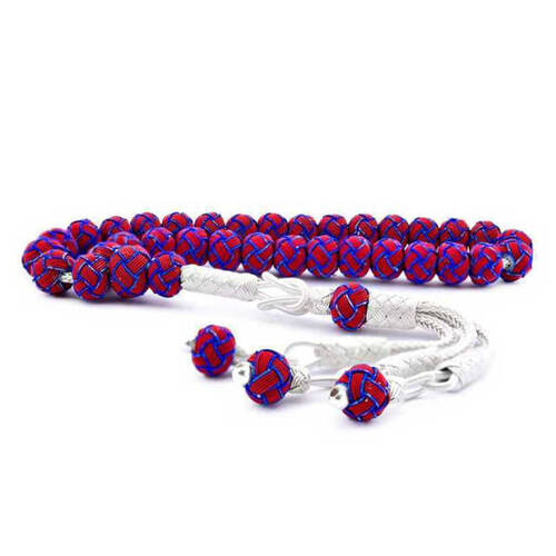 Silver Claret Red Blue Trabzon Kazaziye Rosary - 1