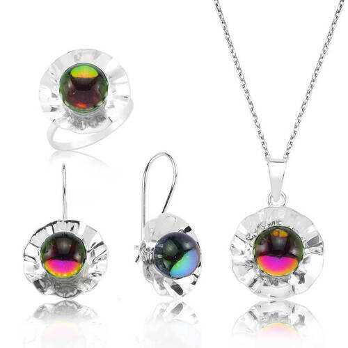 Silver Colorful Stone Women's Set - 1