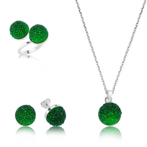 Silver Green Crystal Women's Set - 1