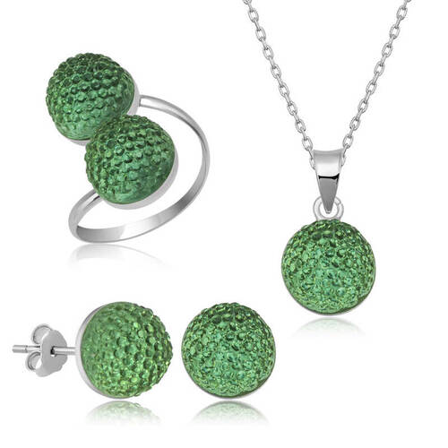 Silver Green Crystal Women's Set - 1