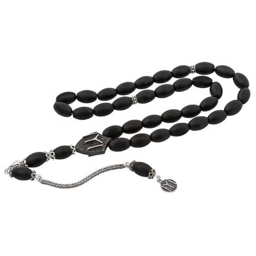 Silver IYI Kayı Tasseled Onyx Men's Rosary - 1