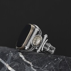 Silver Men's Ring with Black Zircon Stone - 3