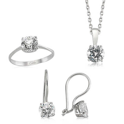 Silver Single Stone Women's Set - 1