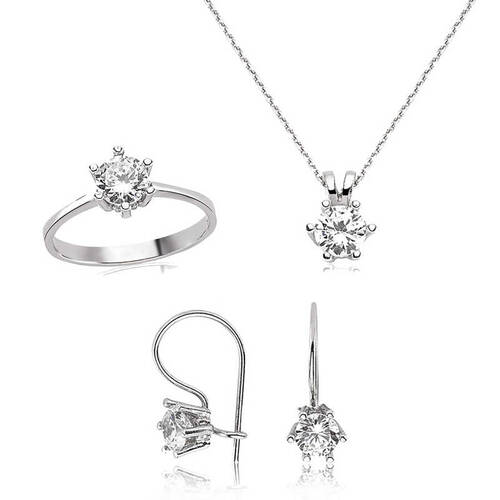 Silver Single Stone Women's Set - 1