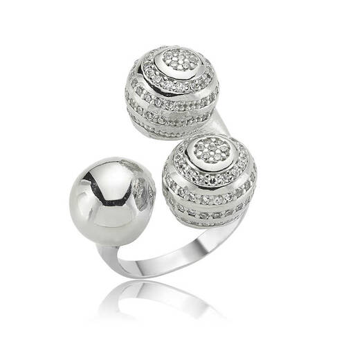 Silver Three Ball Women's Ring - 1