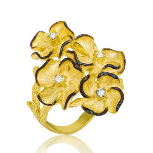 Silver Yellow Flower Women's Ring - 1