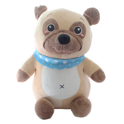 Sitting Pug and Wolf Plush Toy with Scarf 40cm Price is for 1 Piece - 1