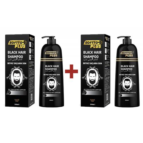 SOFTTO PLUS 2 PACK BLACK HAIR SHAMPOO 350 ML+ 350 ML - 1