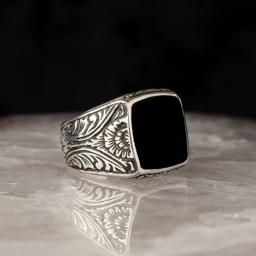 Specially Engraved 925 Sterling Silver Men's Ring - 1