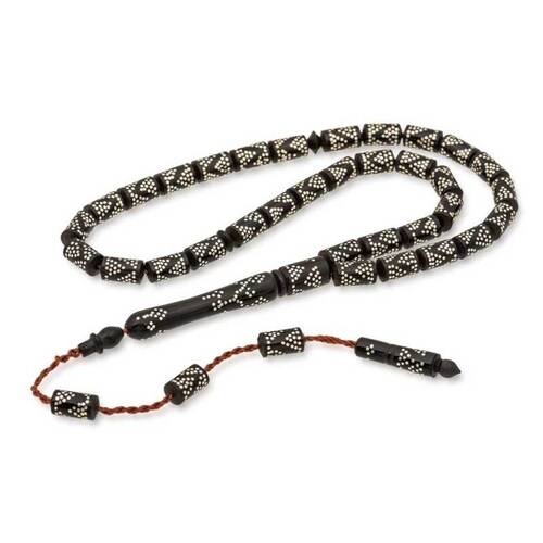 Systematic Silver Embroidered Cut Kuka Prayer Beads - 1