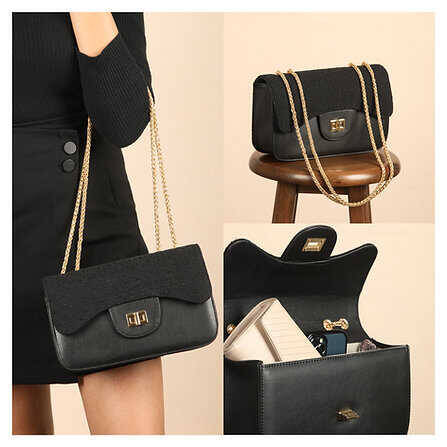 Trend Leather Chain Strap Shoulder Bag - 1