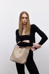 TrendBreez Locked Beige Shoulder Bag - 1