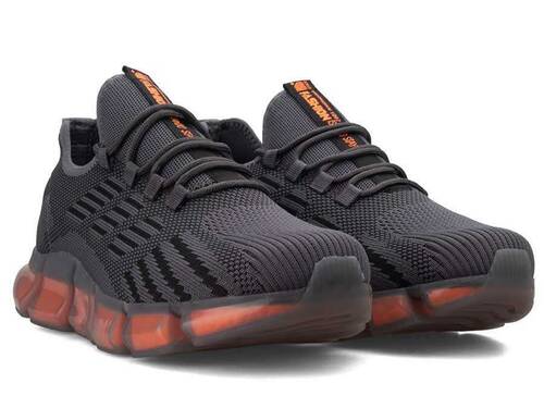 Wickers 2549 Men's Sneakers Knitwear - Smoke/Black/Orange - 2