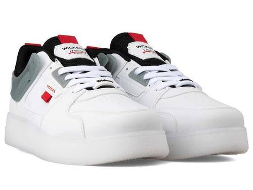 Wickers 2597 Men's Sneakers Leather - White/Black/Red - 2