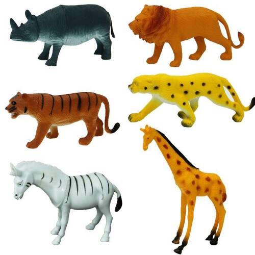 Wild Animals 6-Piece Animal Play Set with Bags - 1