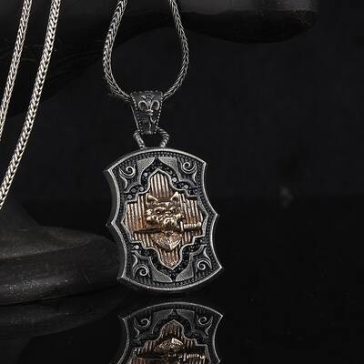 Wolf Head 925 Sterling Silver Men's Necklace - 2