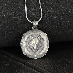 Wolf Model 925 Sterling Silver Men's Necklace - 1