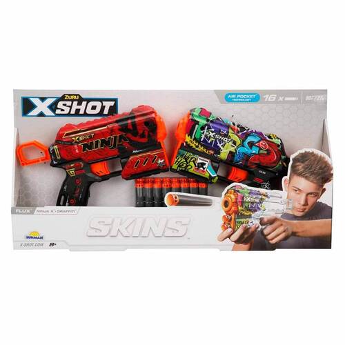 X-Shot Skins Flux Gun Shooting 2 Sponge Darts with 16 Bullets 21 cm - 3